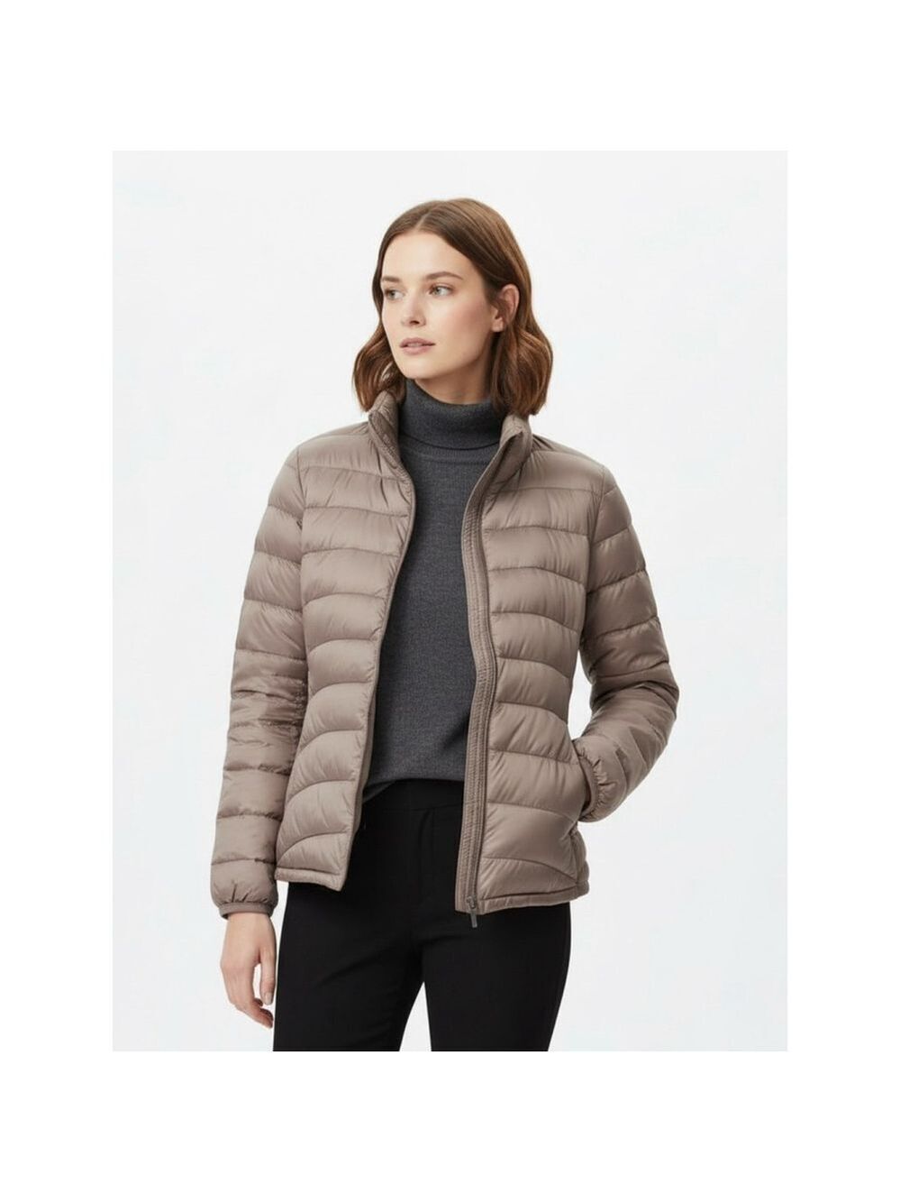 Uniqlo Ultra Light Down Packable Puffer Jacket Greige Champagne L Quiet Luxury